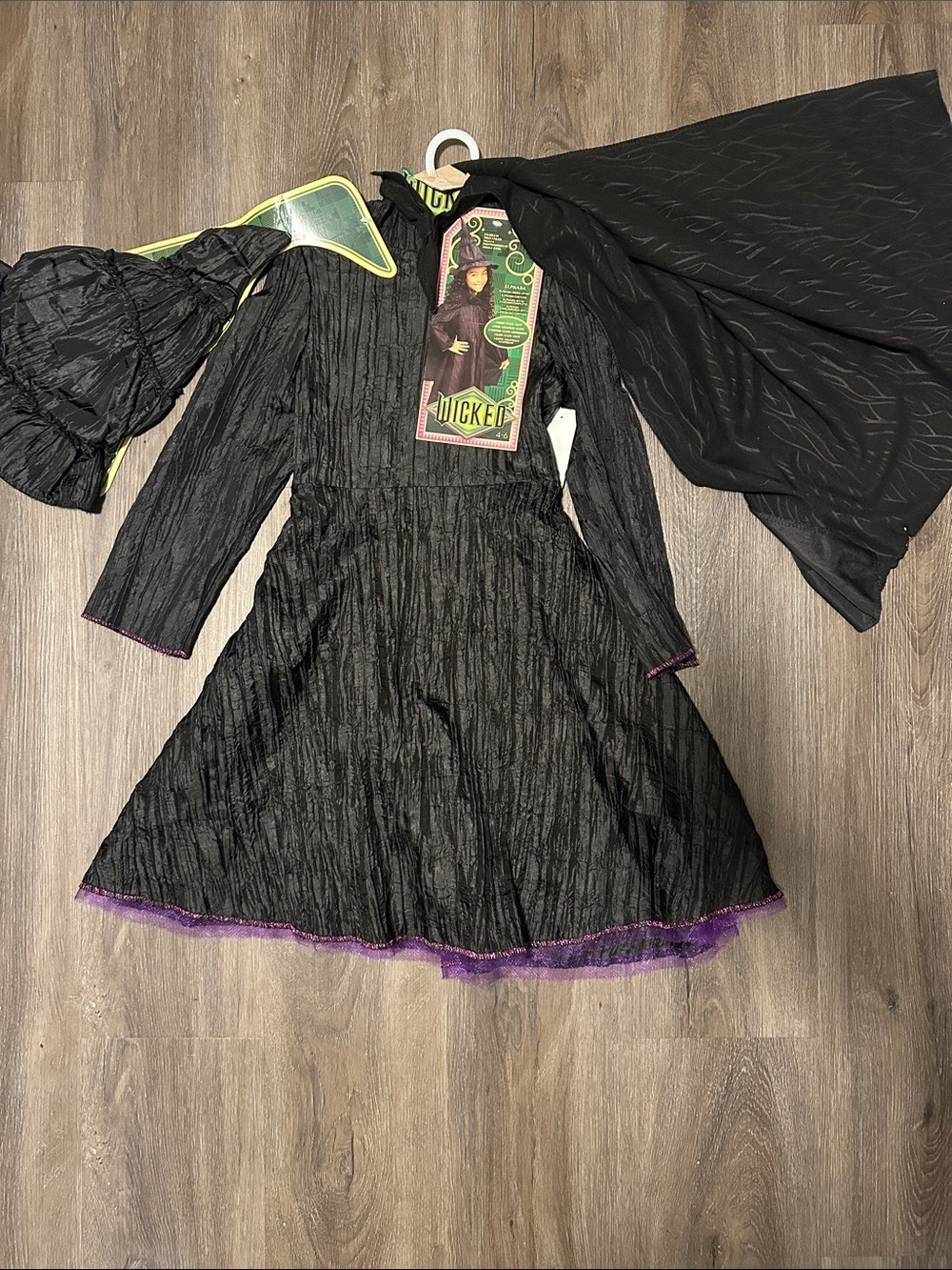 Wicked Deluxe Elphaba Black Defying Gravity Costume Dress with Cape and Hat